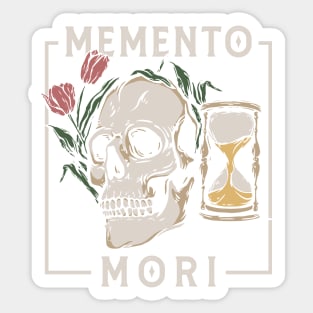 memento mori skull, hourglass, tulip flower Sticker